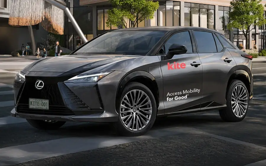 The Kite Lexus RZ 450e electric SUV, one of the cars available at The Dale